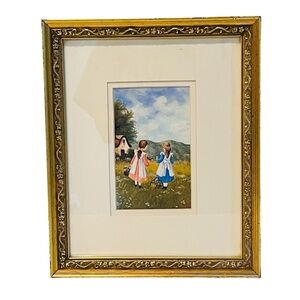 Margaret Klema Framed Print Little Girls Cottage English Countryside 11 x 9